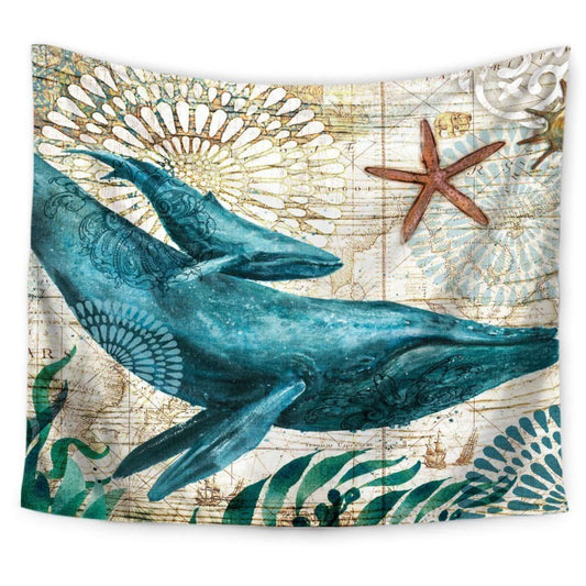 Decorative printed tapestry - Ocean whales